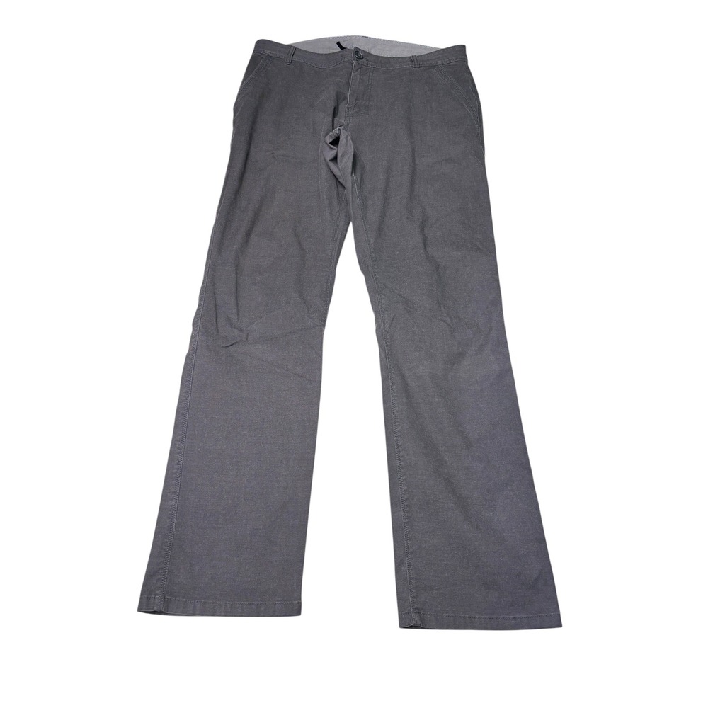 Prana Straight Fit Gray Organic Cotton Coolmax Pants Mens 35 x 33